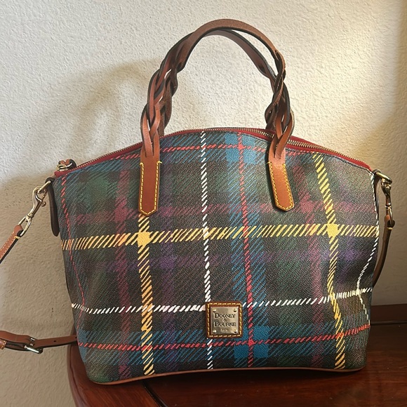 Dooney and Bourke Plaid Satchel - Picture 1 of 11